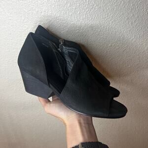 Eileen Fisher Fig D’Orsay nubuck leather wedge heels in black WOMENS 7.5